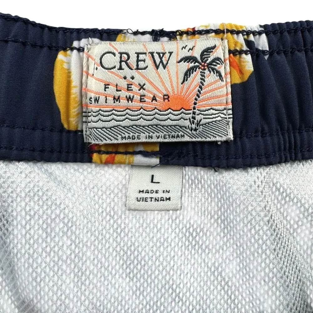 J.Crew Flex Swimwear Swim Trunks Men's Large Navy Floral Mesh Brief Lined Beach